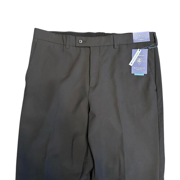 Mens Croft and Barrow True Comfort Flat Front Classic Fit 36x34 Black Stretch - Picture 2 of 13